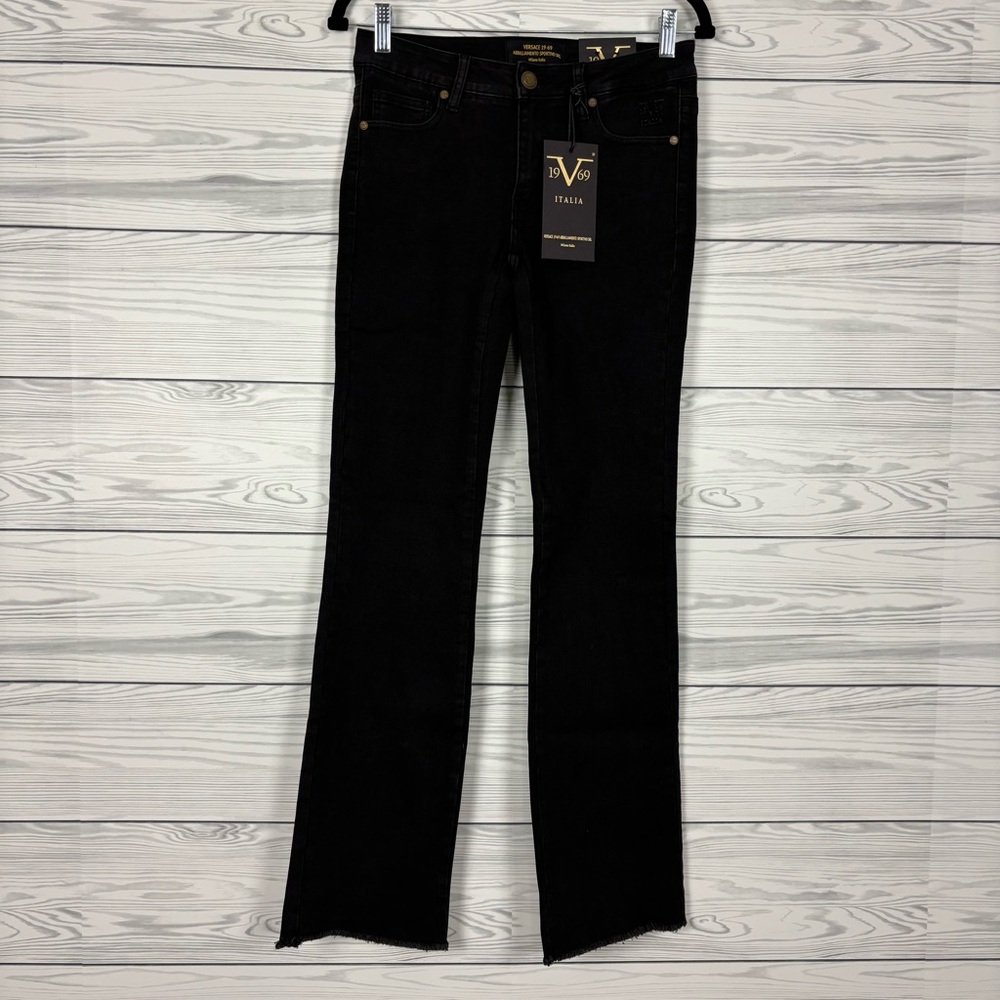 Versace 1969 Italia Black Sofia Bootleg Jeans Size 28 NWT